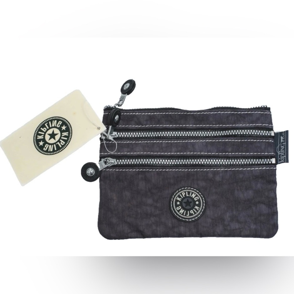 Kipling Charcoal Triple-Zip Pouch